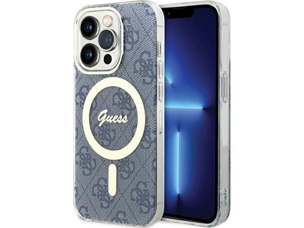 Guess IML 4G MagSafe-deksel til iPhone 15 Pro - blå