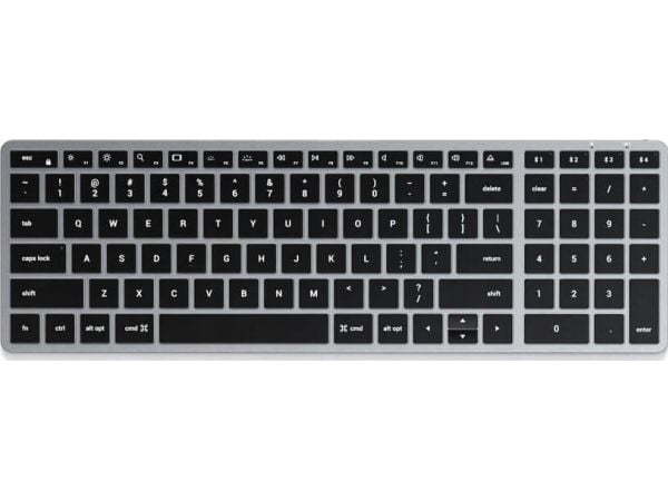 Satechi ST-BTSX2M, Täysikokoinen (100 %), Bluetooth, QWERTY, Harmaa