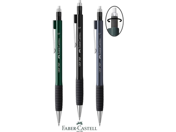 Faber-Castell GRIP 1347 - Mekanisk blyant - 0.7 mm - retraktil - med viskelær