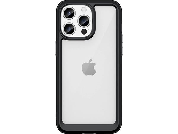 iPhone 15 Pro Outer Space forsterket deksel med fleksibel ramme - svart