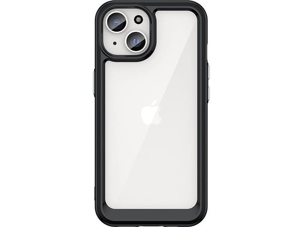 Hurtel forsterket etui med fleksibel ramme til iPhone 15 Plus Outer Space - svart