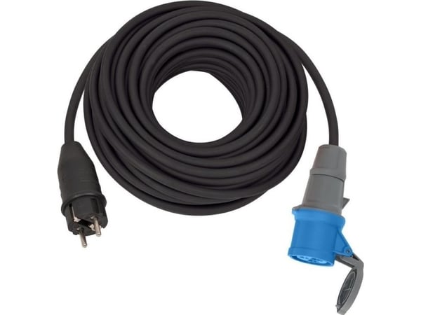 Brennenstuhl 1132910100, 25 m, Ulkona, IP44, Öljynkestävä, musta, Sininen, 280 mm