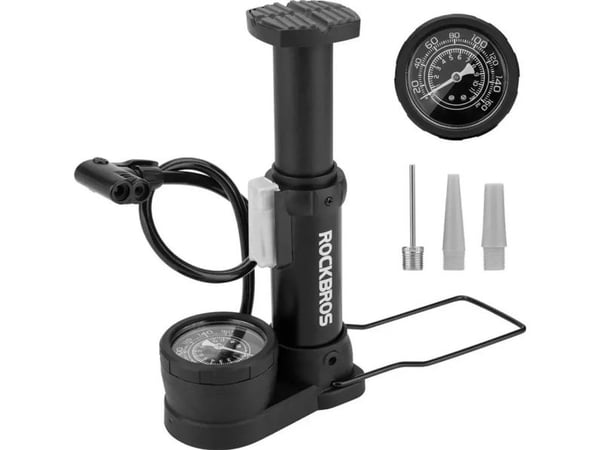 RockBros universell sykkel-pumpe gulvmodell med manometer - svart RockBros universell sykkel-pumpe gulvmodell med manometer - svart