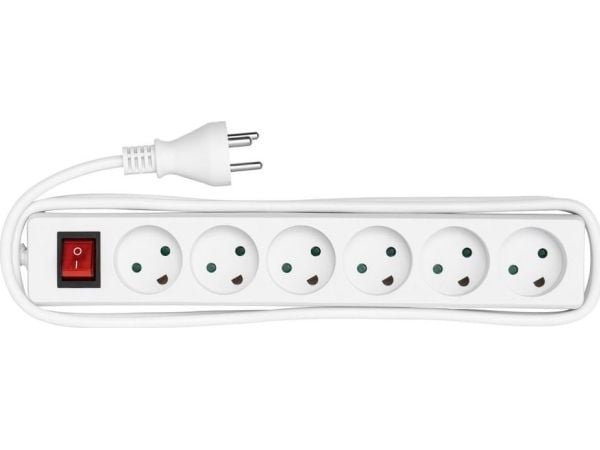 Microconnect MC-GRU0630DK, 3 m, Sisätila, Tyyppi K, Tyyppi K, Valkoinen, 6 AC-pistorasia(a)