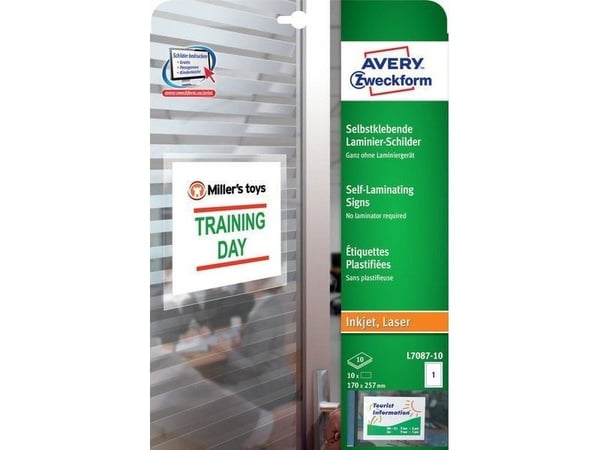 Avery - Polyester - adhesiv - hvit, glanset - 170 x 257 mm 10 etikett(er) (10 ark x 1) merkelapper