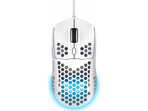Trust GXT 928W Helox - Mus - ultra-lightweight, gaming - høyrehendt - optisk - 6 knapper - kablet - USB - hvit
