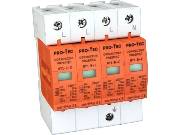 Protec ylijännitesuoja 4p B+C (I+II) BY1-B+C 4P 3212040 PRO-TEC 3212040 PRO-TEC