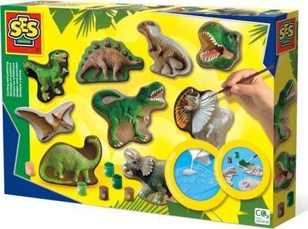 SES Creative Casting and painting - Dinosaur world, Støpe/malesett for barn, 5 år, Fotoark kartong, Flerfarget