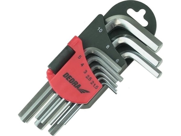 Dedra korte unbrakonøkler 1,5–10 mm, sett med 9 stk, CRV