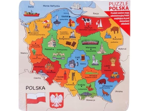 Daffi puslespill i tre kart over Polen D-100 41004