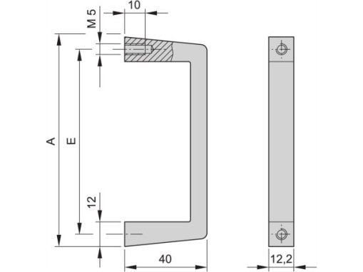 SCHROFF SCHROFF Yksiosainen etukiinnike, 12,2 mm leveä, kirkas anodisoitu, 132 mm