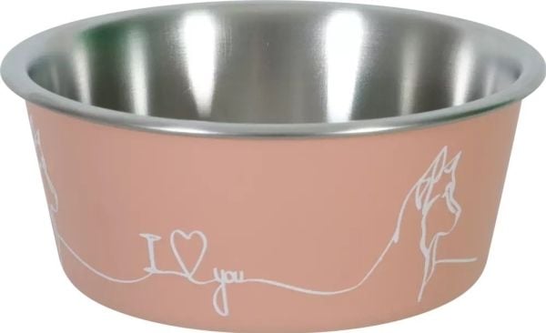 Zolux antiskli-skål for hund og katt LOVE, laksefarget 1700ML
