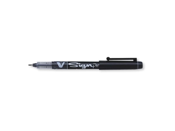 Fiberpenna, Pilot V-Sign, 0,6 mm, svart, förpackning om 12 st