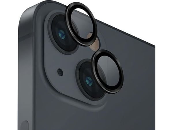 UNIQ Optix Aluminium kameralinsebeskytter iPhone 14 6.1" / 14 Plus 6.7" midnatt svart glass med linsekamera med applikator