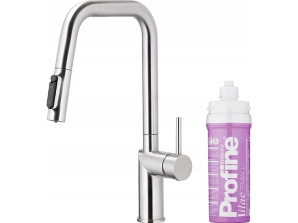 Kjøkkenbatteri KFA DUERO PURE STYLE med uttrekk - vannfilterfunksjon og uttrekkbar tut + filtersett PROFINE LILAC S, INOX