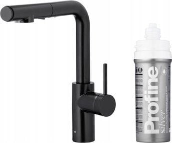Kjøkkenbatteri KFA DUERO PURE BASIC pull-out med vannfilterfunksjon og uttrekkbar tut + filtersett PROFINE SILVER S, sort