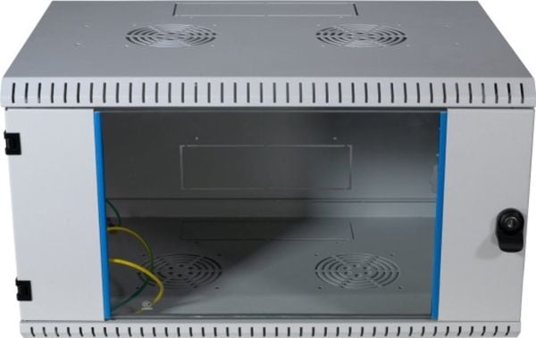 EFB Elektronik 691706VGR.40, Veggmonterbar hylle, 6U, 50 kg, Nøkkellås, Grå