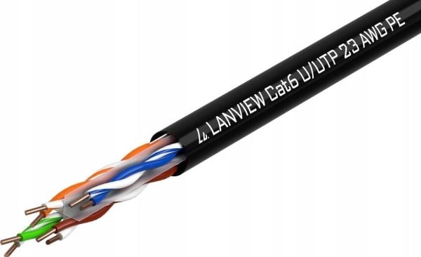 Lanview - Samlet kabel - 305 m - UTP - CAT 6 - utendørs, solid - svart