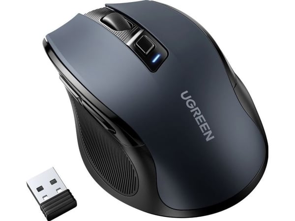 Ugreen 6957303898558, högerhand, Optisk, Trådlös RF + Bluetooth, 4000 DPI, Svart
