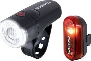 Sigma Sport Aura 30 + Curve Set, Frontlys + baklys (sett), Sort, IPX4, LED, Rød/hvit, Blinkende lys, Kontinuerlig lys