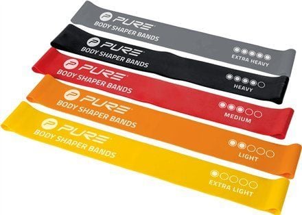 Pure2Improve | Vastuskuminauhat 5 kpl | Musta, harmaa, oranssi, punainen, keltainen