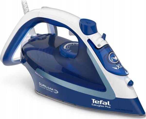 Tefal EasyGliss Plus FV5735, Tørr & dampstrykejern, Durilium strykesåle, 2 m, 220 g/min, Blå, Hvit, 45 g/min
