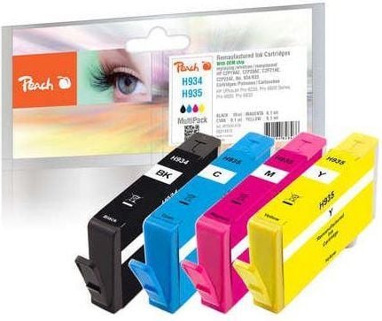 Peach Combi-Pack H934/H935 - 4-pack - S - svart, gul, cyan, magenta - kompatibel - gjenfabrikert - blekkpatron (alternativ for: HP 934, HP 935) - f...
