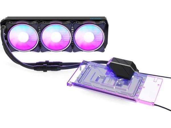 Alphacool 14488, Vannblokk, Akryl, Messing, Nylon, Sort, Gjennomsiktig, 4-pin, 1/4", 12 cm