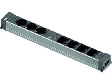 Bachmann 909.0057, Alumiini, Musta, Harmaa, 3 AC-pistorasia(a), 5.2 V, 444 mm, 1 kpl