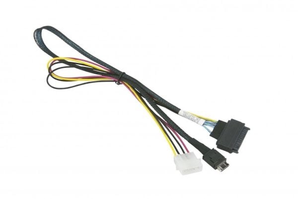 Supermicro - SAS internt kabel - OCuLink (han) till 4-PIN intern ström, U.2 (SFF-8639) (han) - 55 cm - haspet