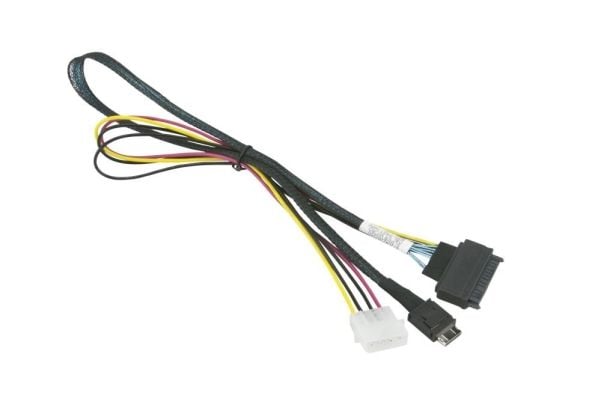 Supermicro - SAS internt kabel - OCuLink (han) till 4-PIN intern ström, U.2 (SFF-8639) (han) - 55 cm - haspet