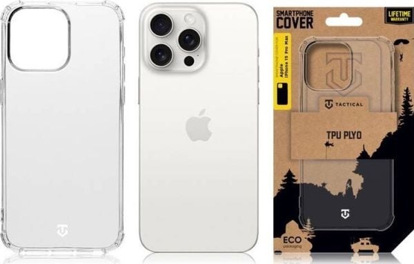 Tactical TPU-deksel for Apple iPhone 15 Pro - transparent