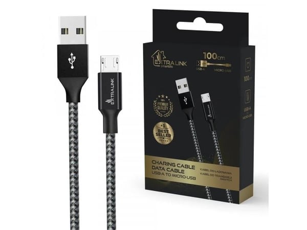 Kabel USB ExtraLink Extralink Smart Life 15W, USB-A - microUSB, 100cm, PVC, 5V 2.4A, czarny