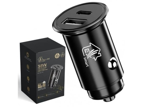 Extralink Smart Life 38W, 1x USB-C, 1x USB-A, czarny