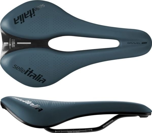 Selle Italia Novus Boost Evo Gravel sal, Superflow L, mangan-skinne, Soft-Tek, 242 g, blå (NY)