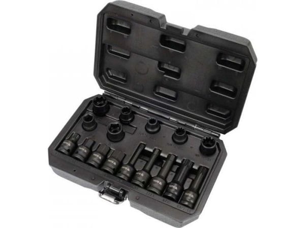 Yato YT-06806, Støpselsett, 1/2", Metrisk, 4 hoder, 10,12,14,19 mm, Kromvanadiumstål