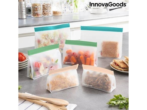 InnovaGoods sett med lufttette gjenbrukbare poser Zags, 6 stk