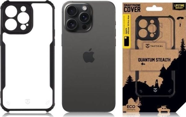 Tactical Quantum-cover for Apple iPhone 15 Pro Max – Clear/Black
