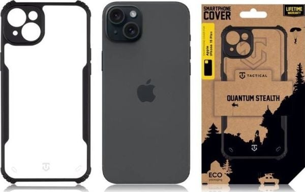 Taktisk Quantum Stealth-deksel til Apple iPhone 15 Plus klar/svart (standard)