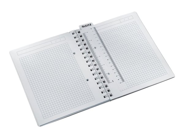 Leitz WOW - Notisbok - spiralbundet - A5 (148 x 210 mm) - 80 ark / 160 sider - hvitt papir - rutet - grønt omslag - polypropylen (PP)