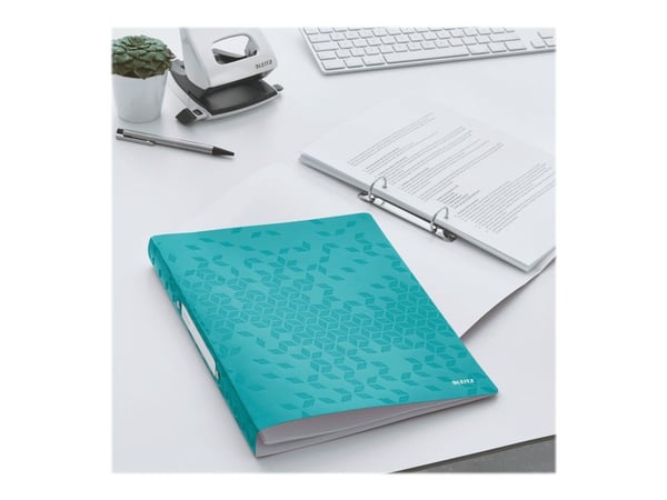 Leitz WOW - Ringperm - for A4 (210 x 297 mm) - kapasitet: 190 ark - isblå metallisk