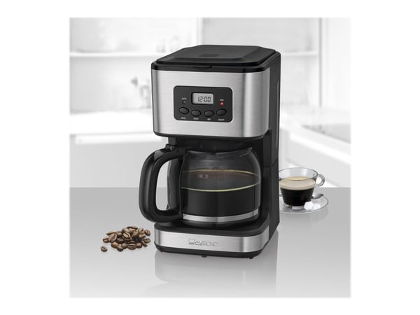 Clatronic KA 3642 Kaffemaskin Sort, Rustfrit stål Kapacitet kopper=14 Timerfunktion, Display