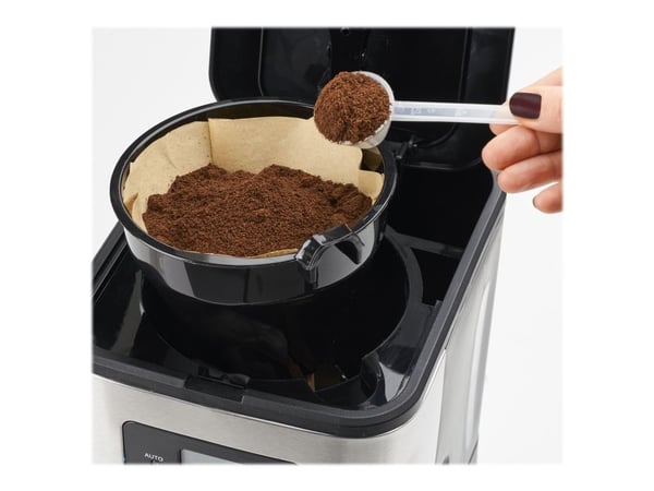 Clatronic KA 3642 Kaffemaskin Sort, Rustfrit stål Kapacitet kopper=14 Timerfunktion, Display