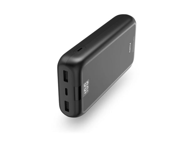 Hama Performance 20 - Strømbank - 20000 mAh - 74 Wh - 3 A - Fast Charge - 3 utgangskontakter (2 x USB, USB-C) - på kabel: USB-C - antrasitt