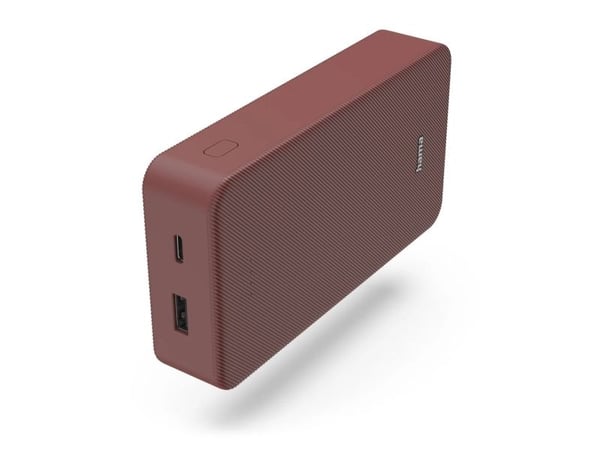 Hama Colour 20 - Strømbank - 20000 mAh - 74 Wh - 3 A - Fast Charge - 2 utgangskontakter (USB, USB-C) - på kabel: USB-C - rød
