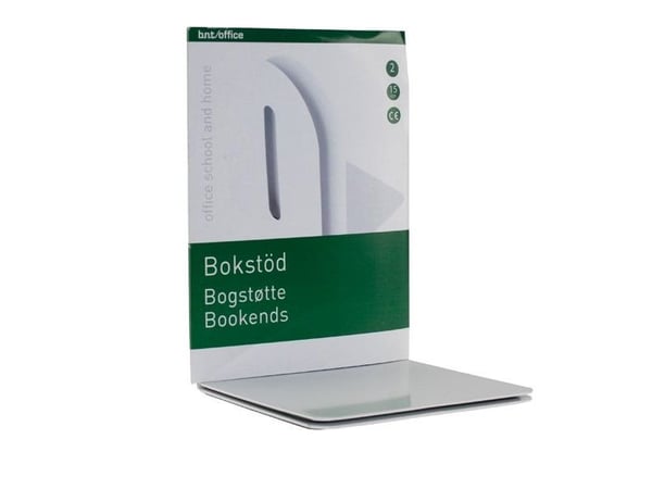 Bokstöd i metall, 15x15 cm, vit - 2 st./förpackning