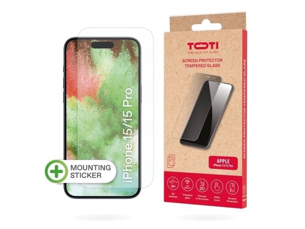 herdet glass skjermbeskytter 2D full dekning for iPhone 15/15 Pro transparent