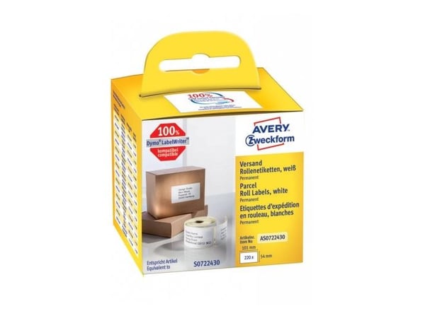 Avery Zweckform - Papir - permanet adhesiv - hvit - 54 x 101 mm 220 etikett(er) (1 rull(er) x 220) merkelapper