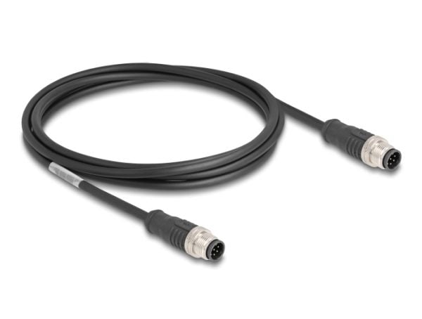 Delock M12 kabel A-kodet 8 pins hann til hann PVC 2 m