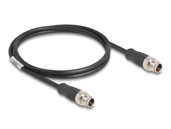 Delock M12 kabel X-kodet 8 pins hann til hann PVC 1 m